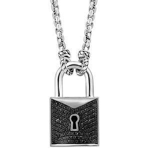 EFFY Black Spinel Padlock 22" Pendant Necklace
